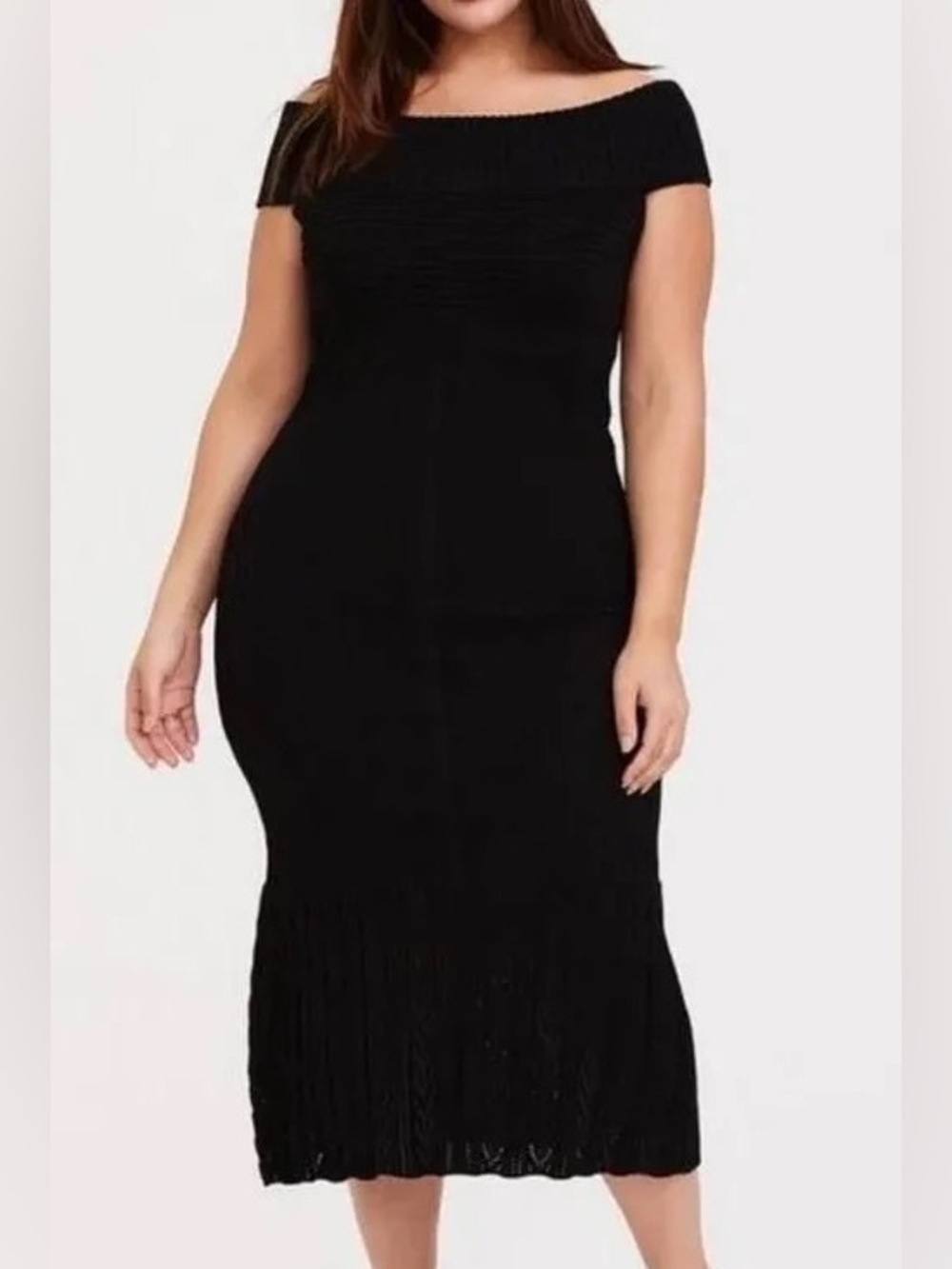 🆕 NWT Women’s torrid 1 Black Sweater Trumpet Midi Dress 1X 14 16 1XL